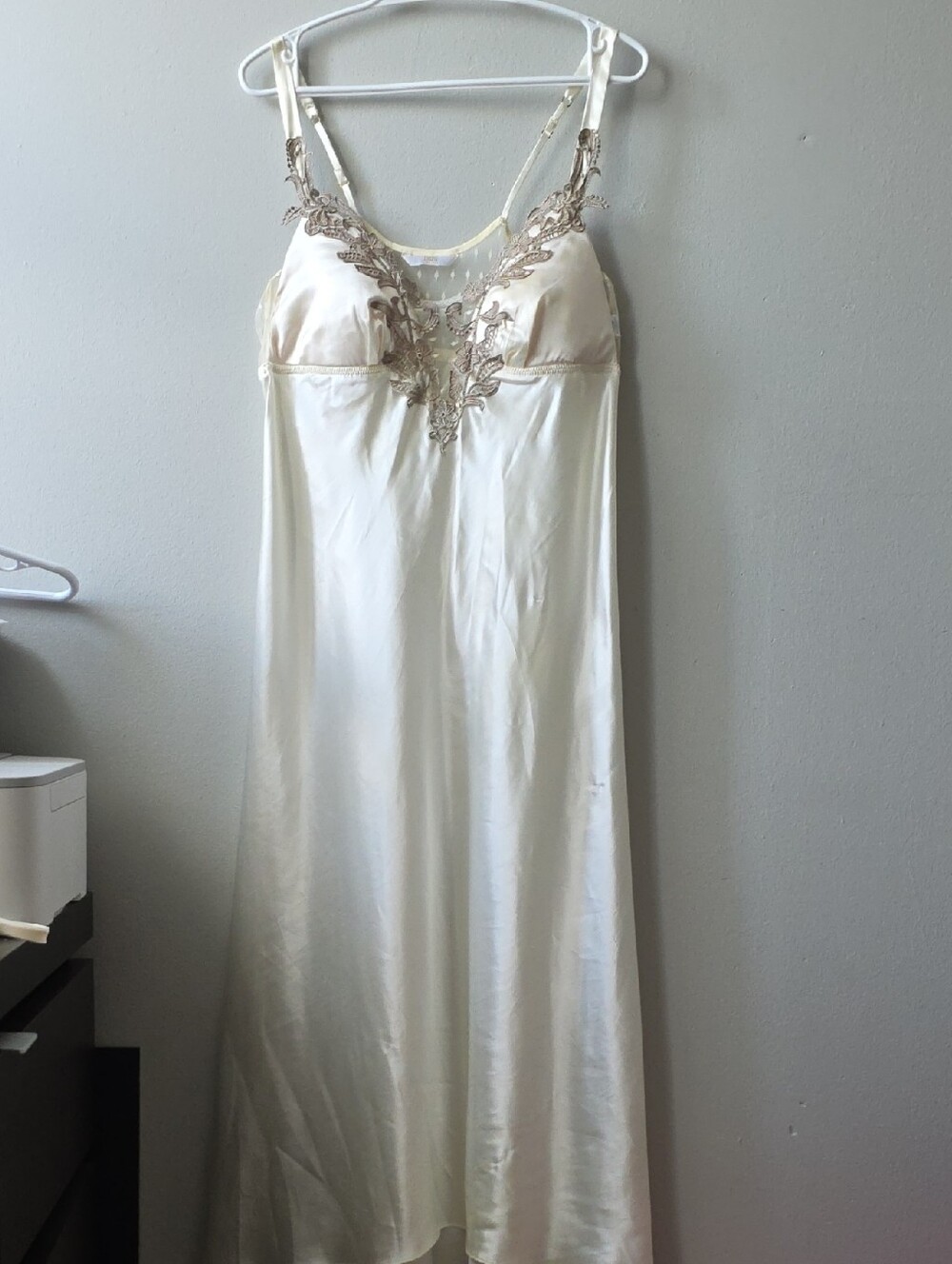 Flora Nikrooz Ivory Slip with Gold Logo Detail